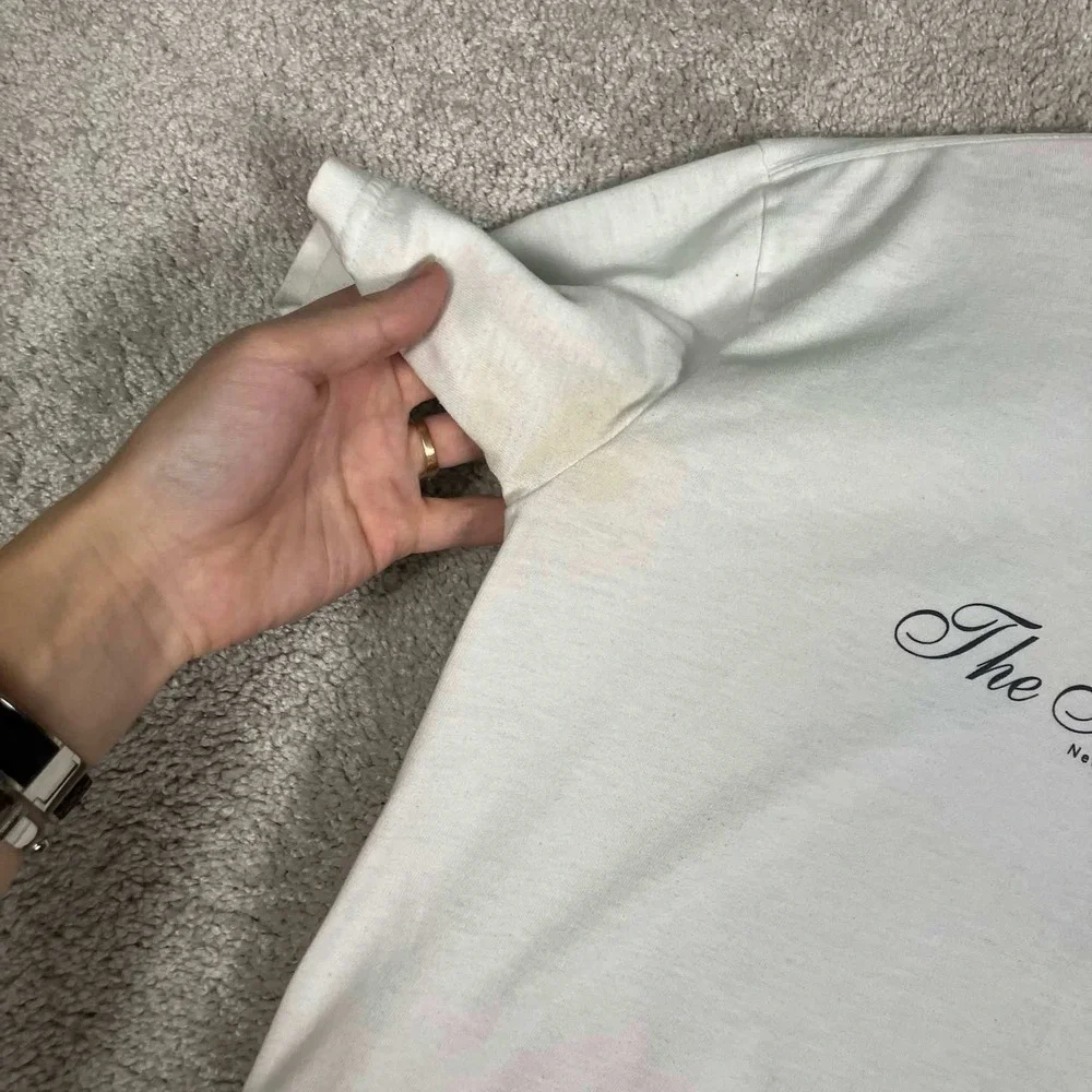 Vintage The North Face T-Shirt Mens Medium White Script Logo Graphic Tee